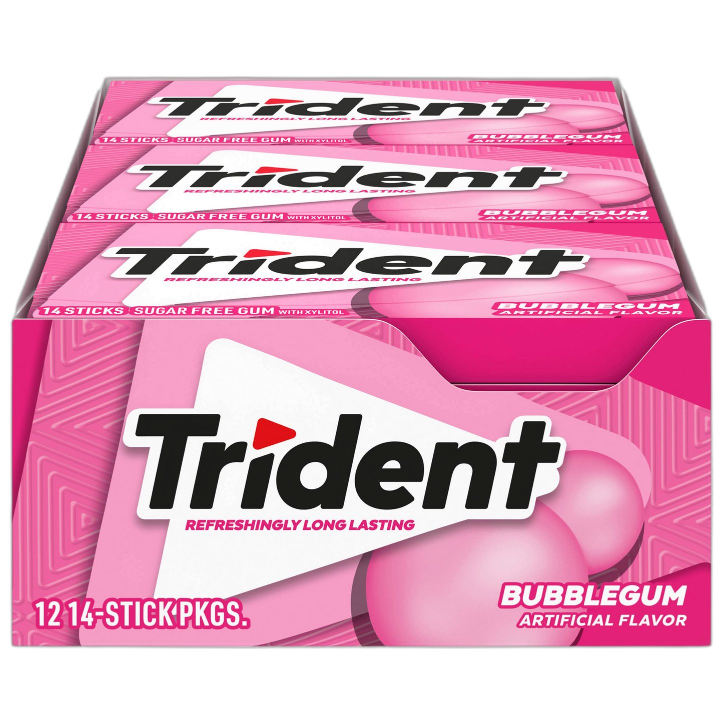 Trident Bubblegum Sugar-Free Chewing Gum, 12 Packs of 14 Pieces (168 Total Pieces)