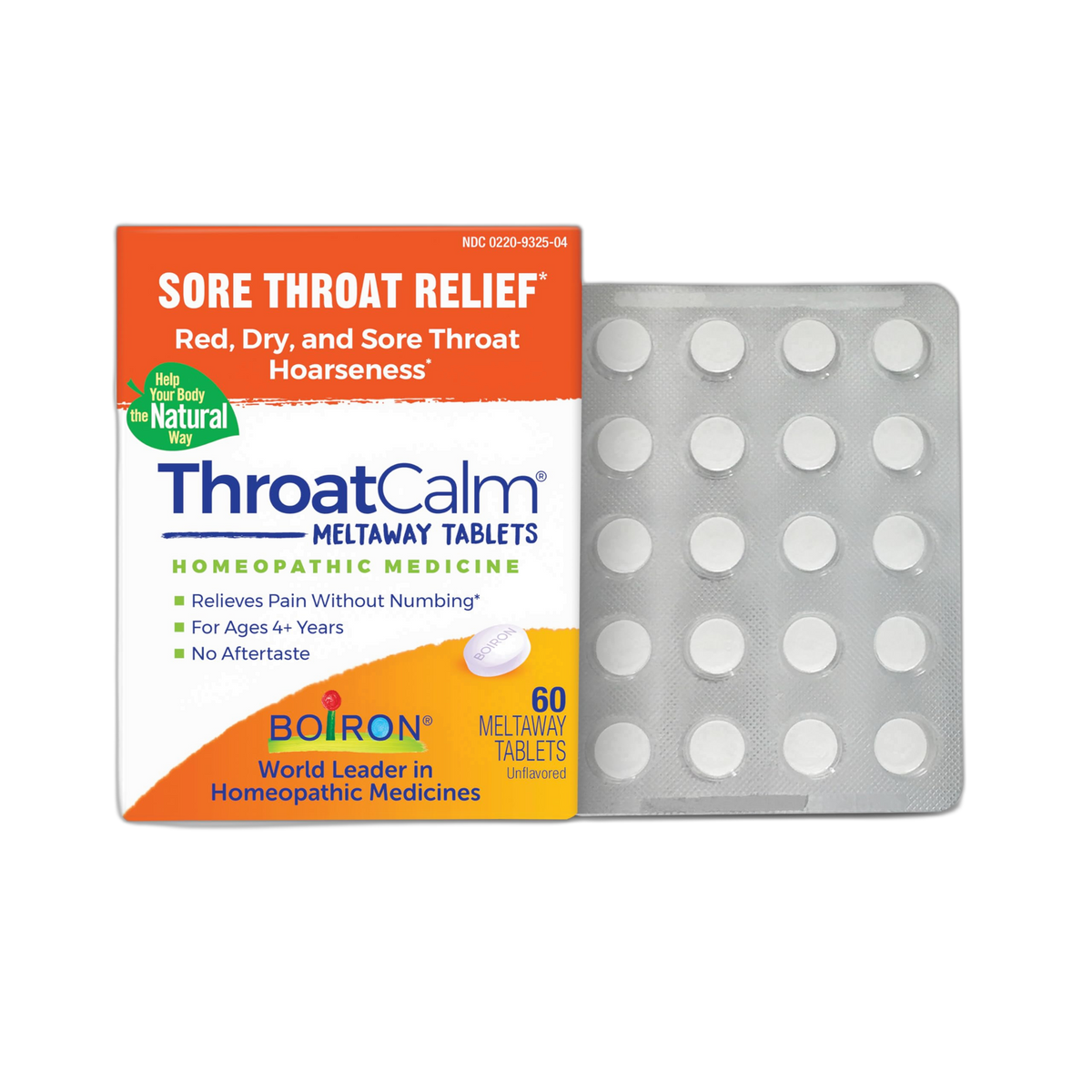 Boiron ThroatCalm Tablets for Pain Relief from Red, Dry, Scratchy, Sore Throats and Hoarseness - 60 Count