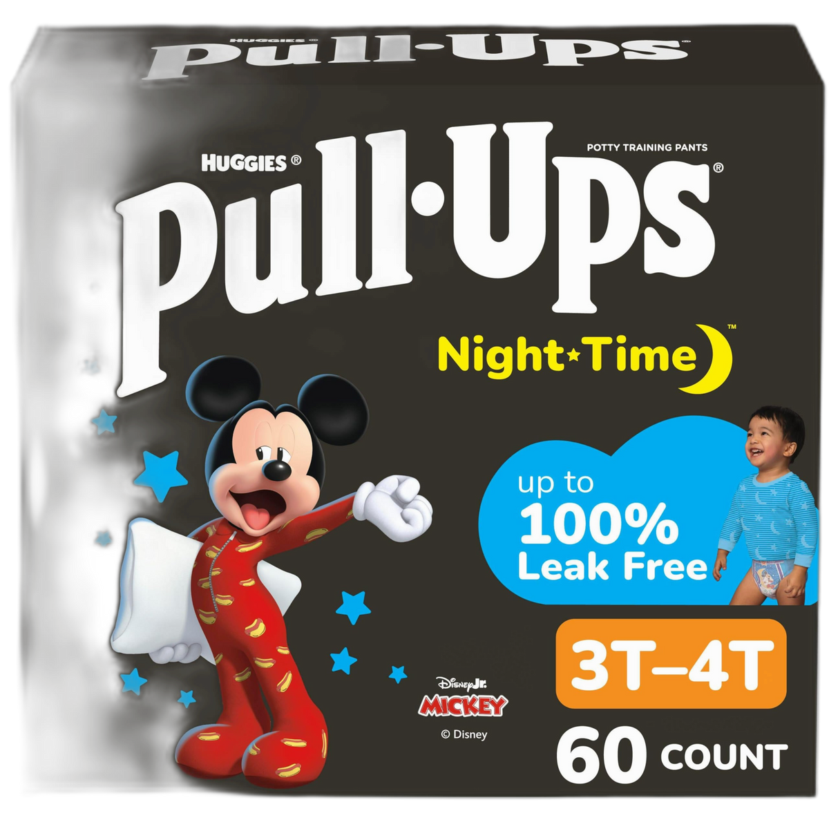 Pull-Ups Boys' Night-Time Potty Training Pants, Size 3T-4T Overnight Training Underwear (32-40 lbs), 60 Ct