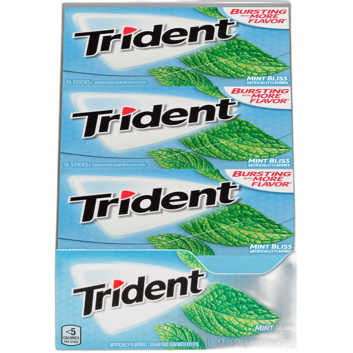 Trident Mint Bliss Sugar Free Gum, 14 count per pack -- 144 per case.