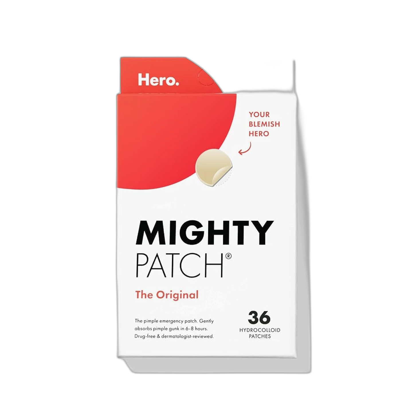 Mighty Patch™ Original patch from Hero Cosmetics – The #1 Hydrocolloid Acne Pimple Patch for Shrinking Zits and Whiteheads in 1 use; Nighttime Spot Stickers for Face and Skin (36 Count)