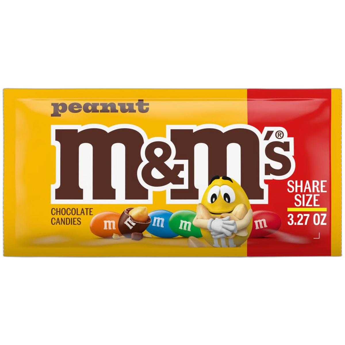 M&M'S Peanut Milk Chocolate Candy, Share Size, 3.27 oz Bag