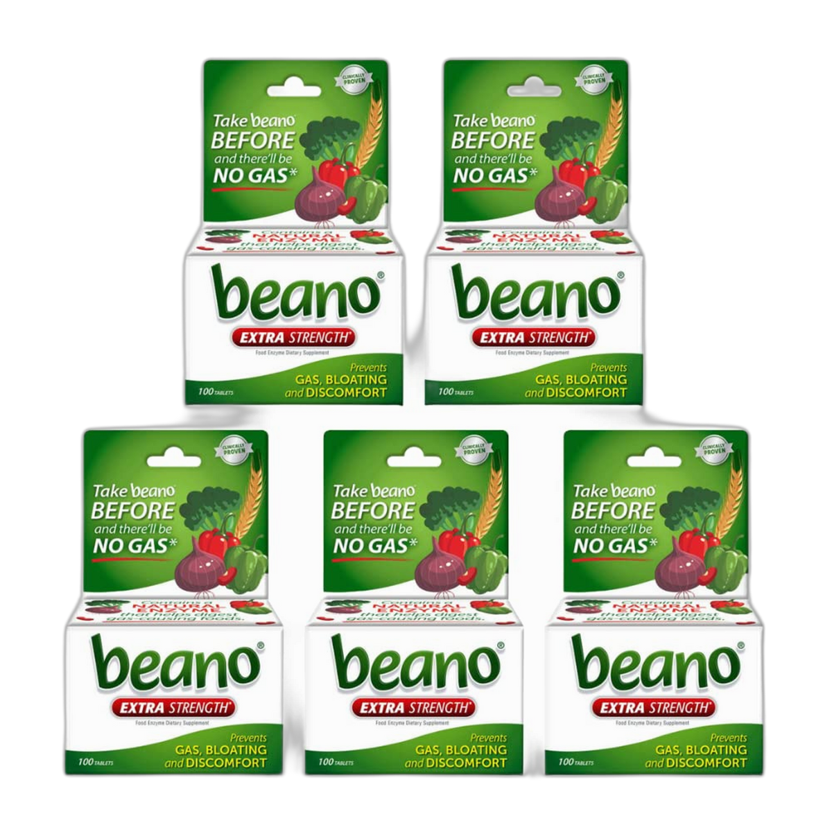 Beano, 100 Tablets Each (Pack of 5)