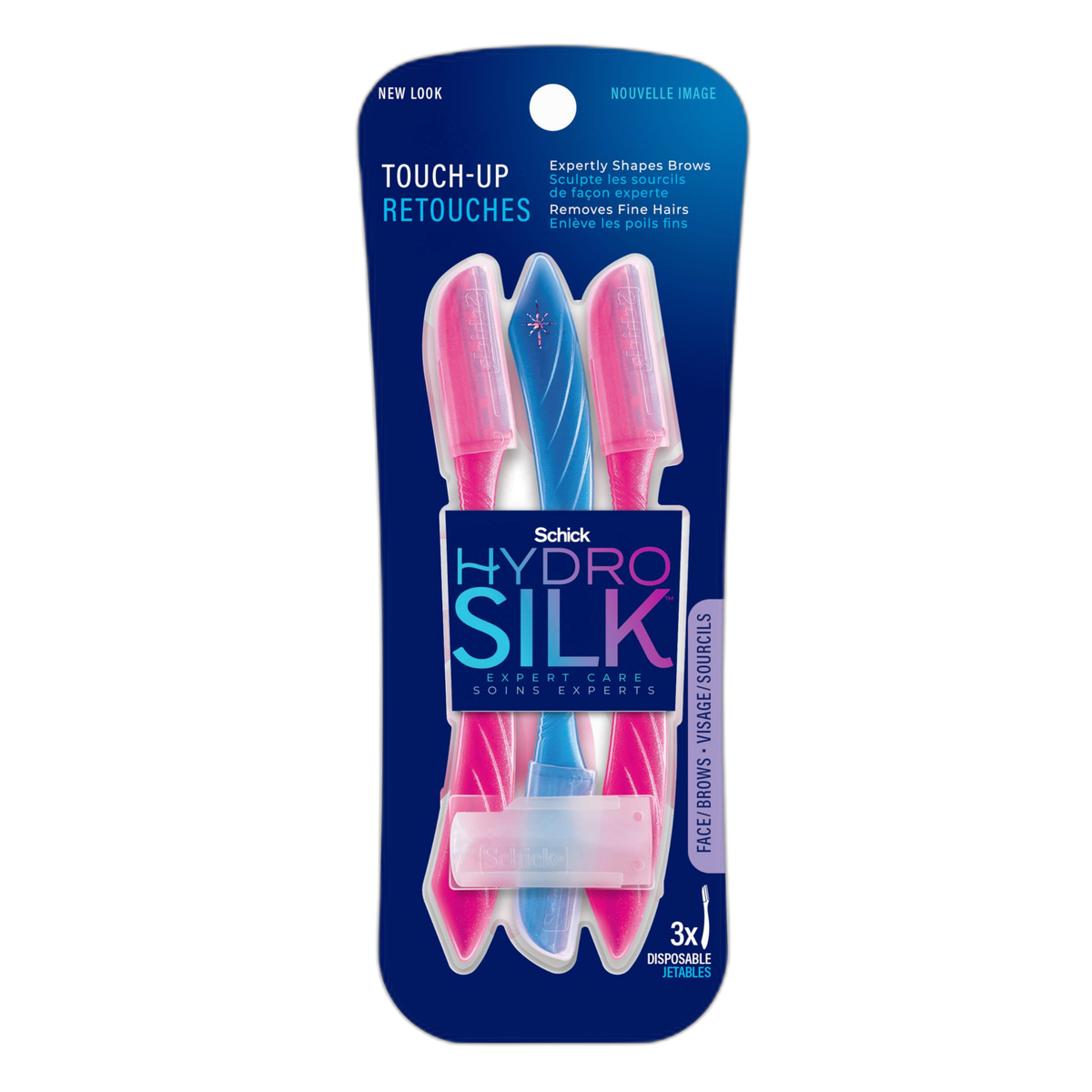 Schick Hydro Silk Touch-Up Dermaplaning Tool with Precision Cover, 3ct | Dermaplane Razor, Face Razors for Women, Peach Fuzz Remover