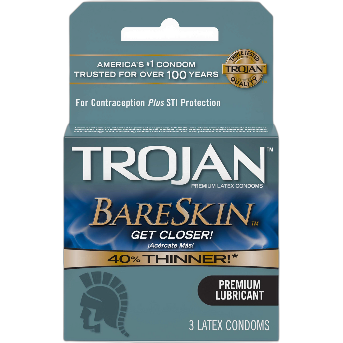 Trojan Sensitivity BareSkin Lubricated Premium Latex Condoms - 3 ct, Pack of 4