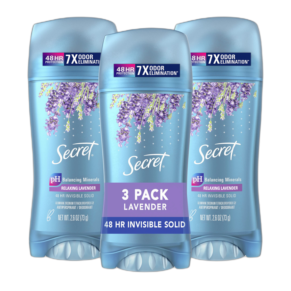 Secret Fresh Antiperspirant and Deodorant Invisible Solid, Luxe Lavender, 3 Count