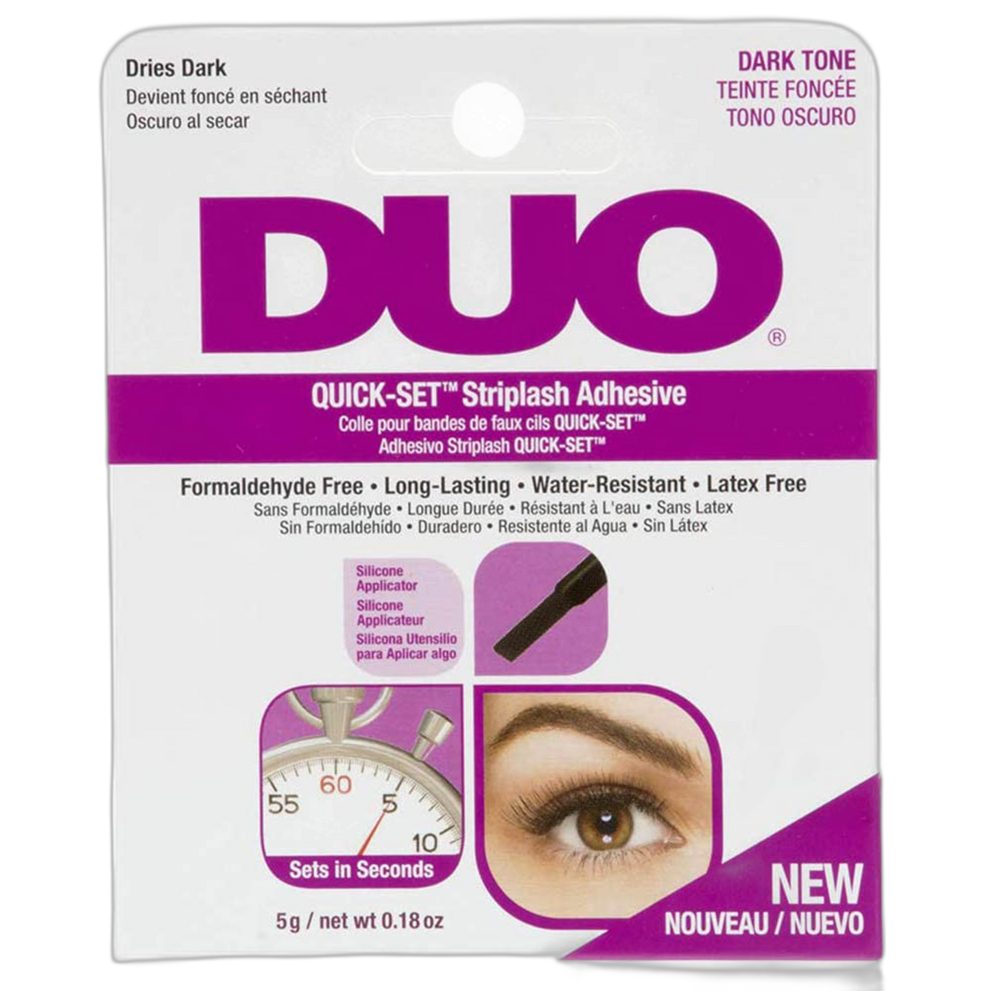 DUO Quick-Set Strip Lash Adhesive - Dark Tone, Quick-Drying, Long-Lasting, Water-Resistant Lash Glue for Strip & Individual Lashes, 0.18 oz, 1-Pack