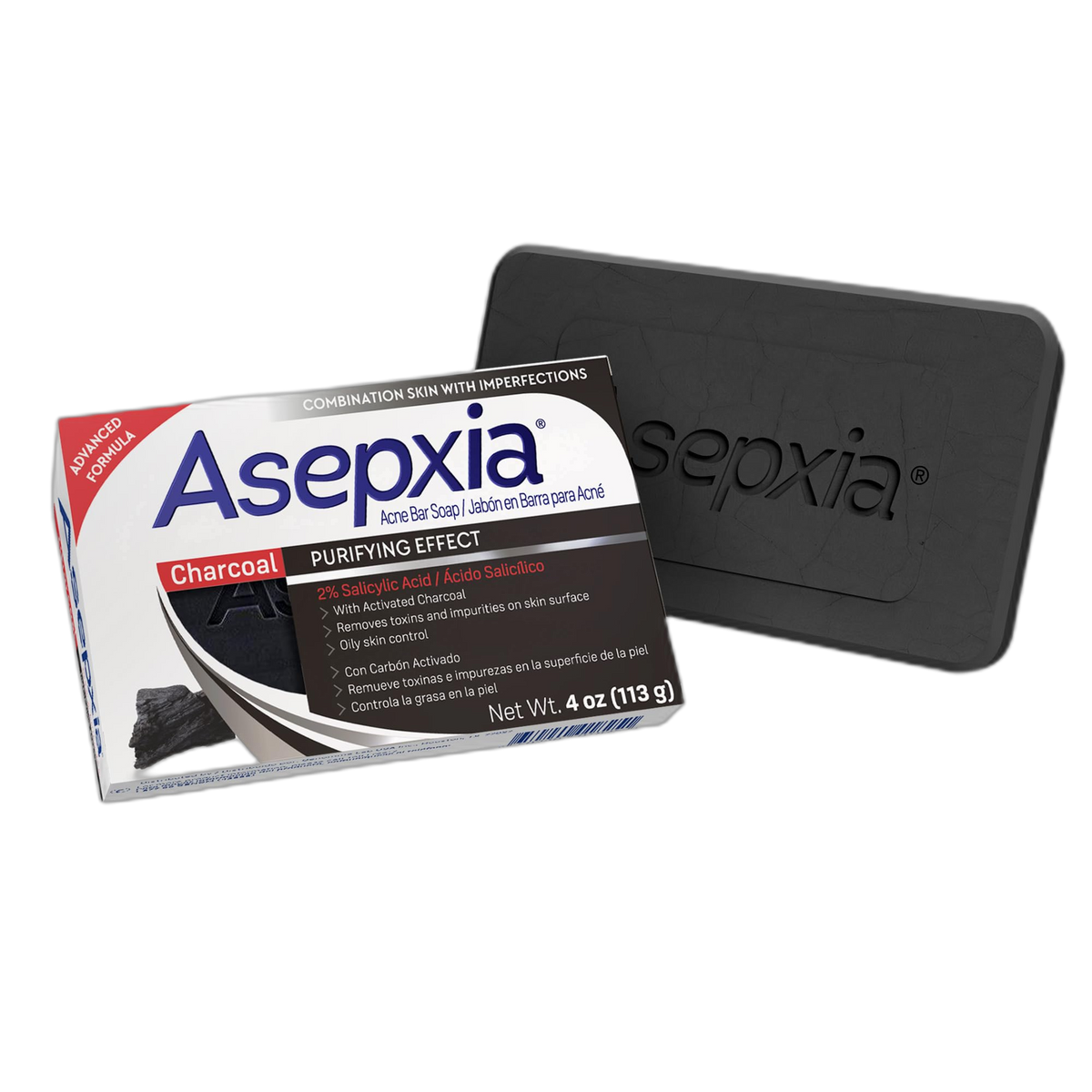 Asepxia Salicylic Acid & Activated Charcoal Bar Soap | Acne Treatment, Reduces Pimples & Blemishes, Deep Cleansing Facial Cleanser, Dries Out Acne, Prevents Breakouts, Face wash, 4 Oz, 1-Pack