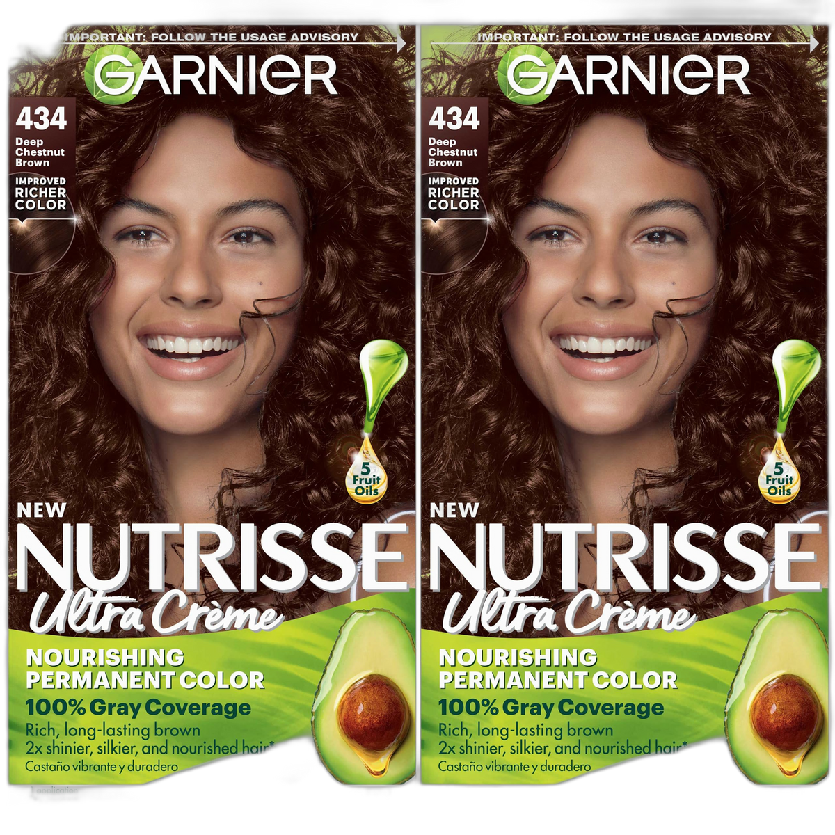 Garnier Hair Color Nutrisse Nourishing Creme, 434 Deep Chestnut Brown (Chocolate Chestnut) Permanent Hair Dye, 2 Count (Packaging May Vary)