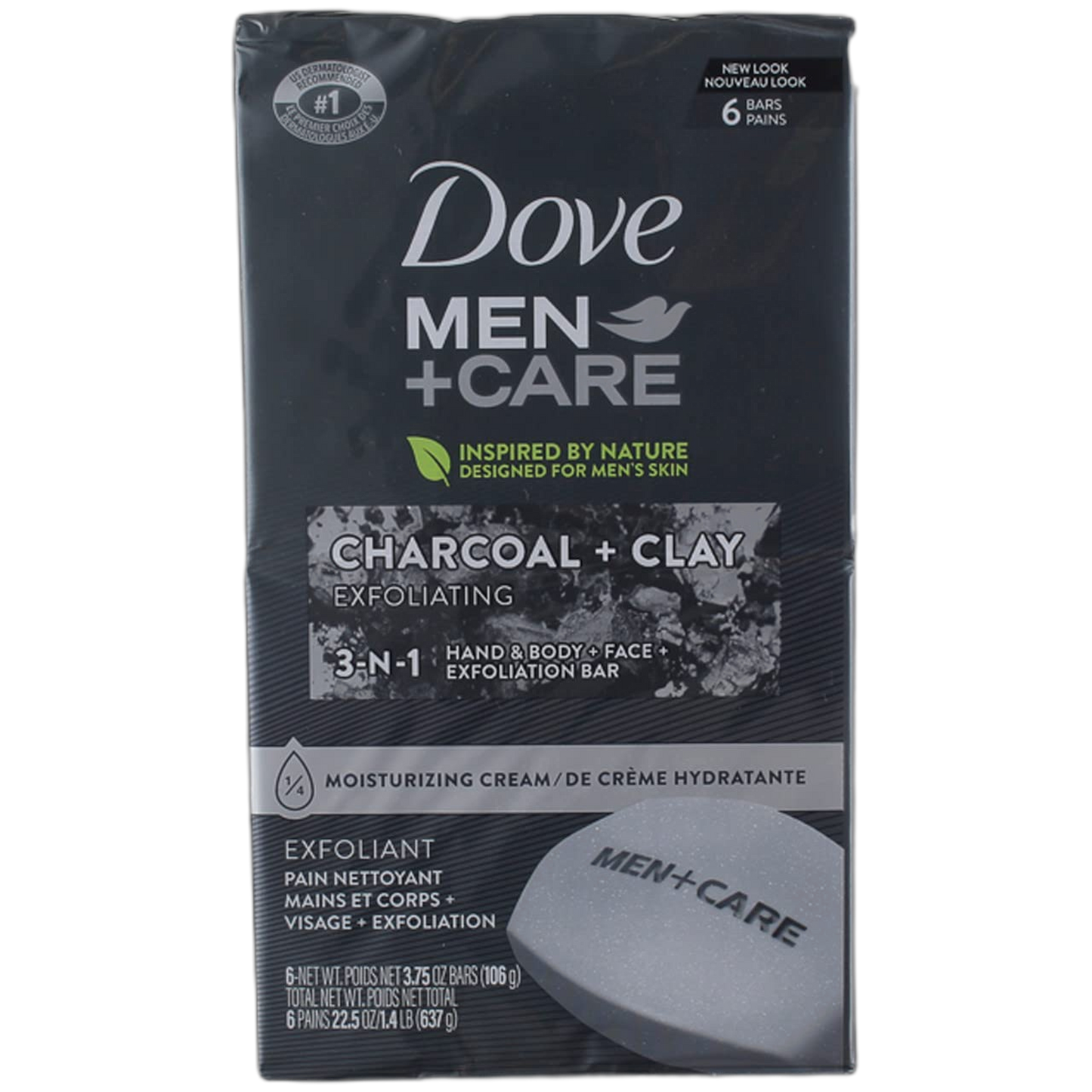Dove Men+Care Elements Body and Face Bar Charcoal + Clay 4 oz 6 Bars