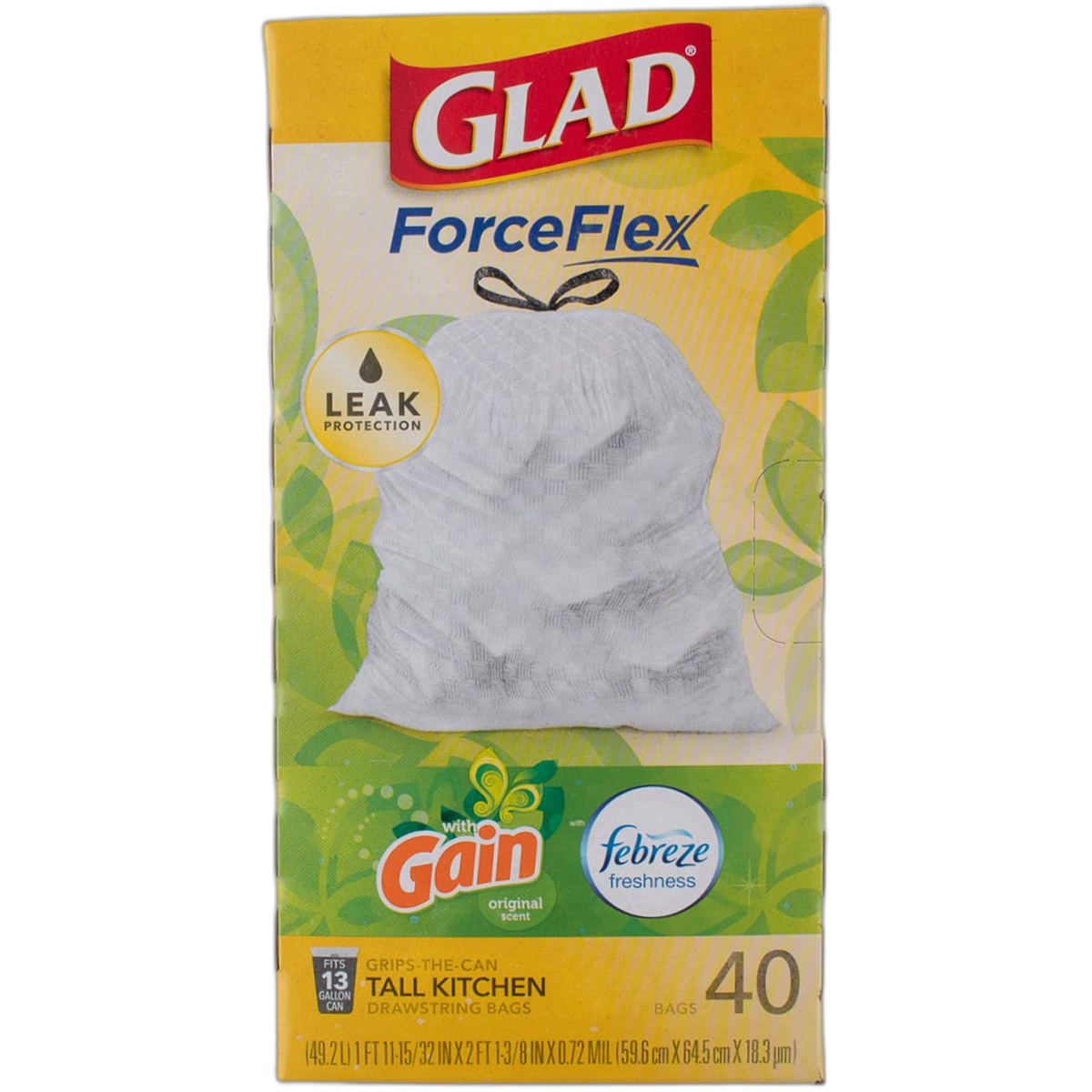Gain Glad 13 gal. Trash Bags Drawstring 40 pk