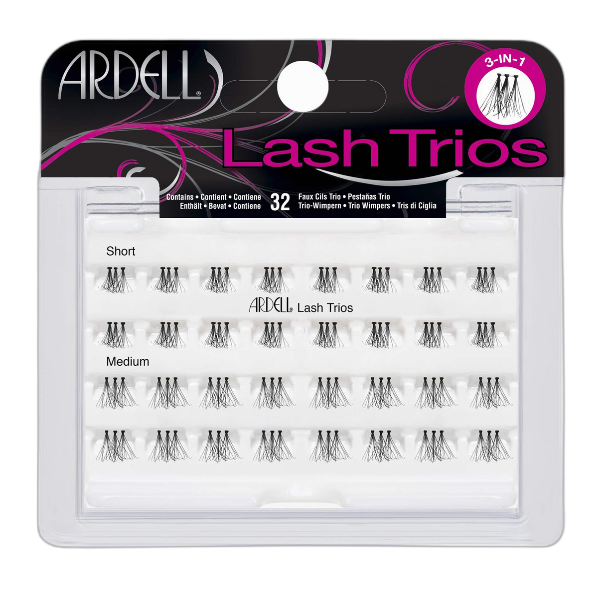 Ardell Lash Trios - Short to Medium Black 32 ct, 1-Pack
