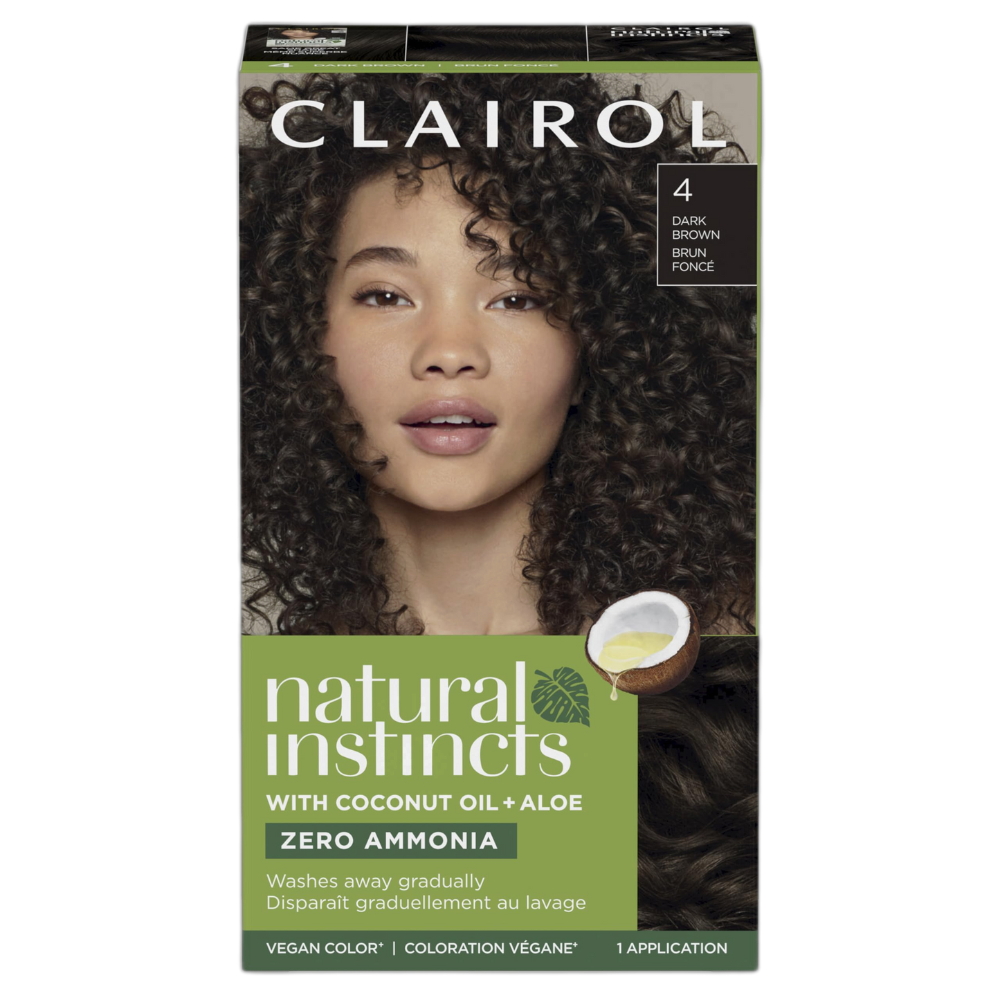 Clairol Natural Instincts Demi-Permanent Hair Dye, 4 Dark Brown Hair Color, Pack of 1