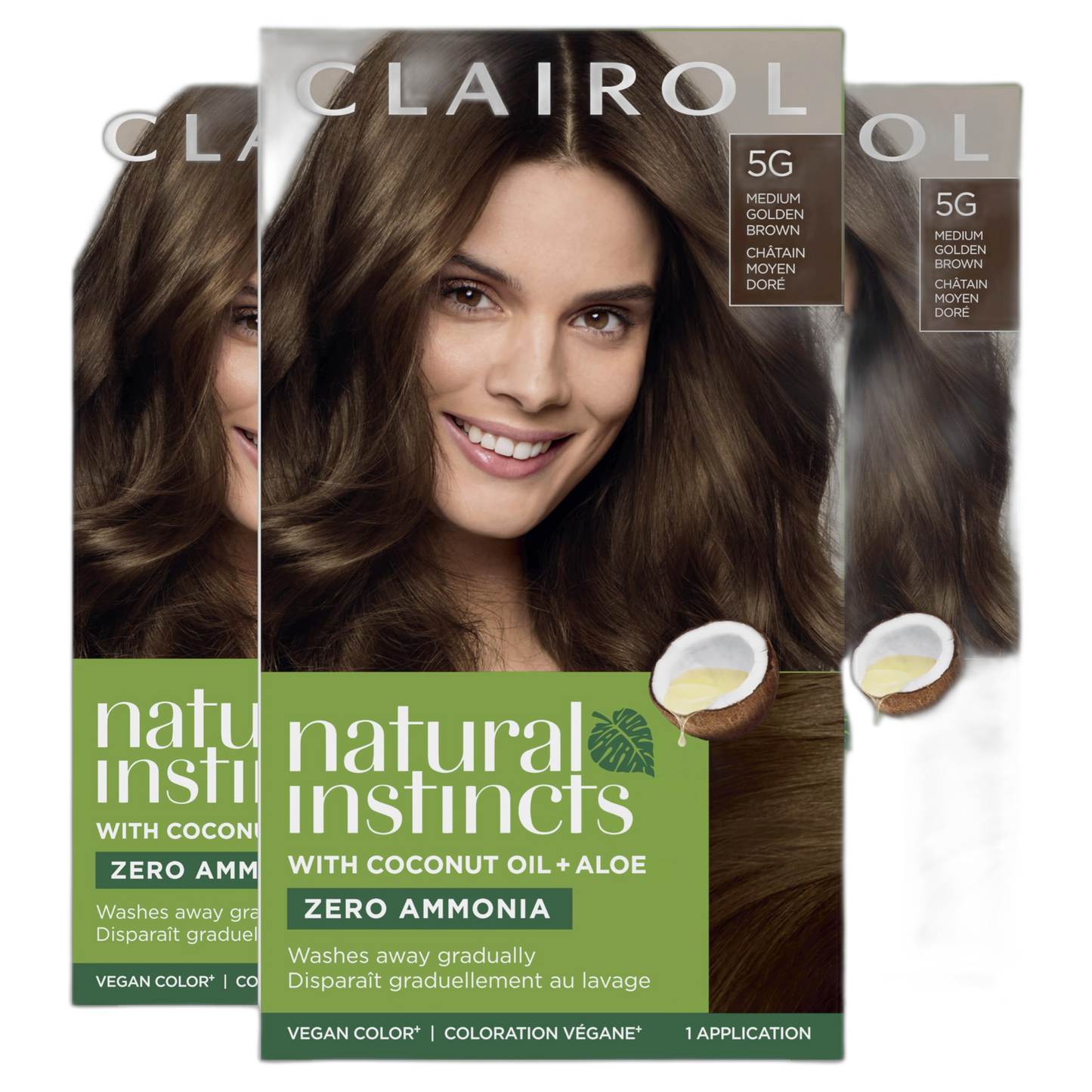 Clairol Natural Instincts Demi-Permanent Hair Dye, 5G Medium Golden Brown Hair Color, Pack of 3