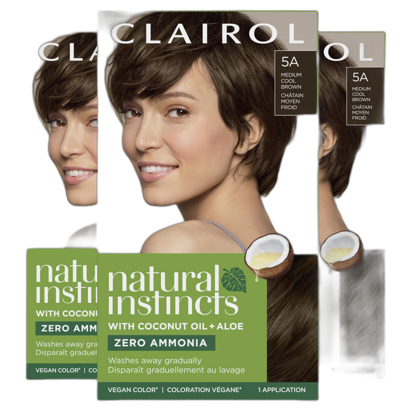 Clairol Natural Instincts Demi-Permanent Hair Dye, 5A Medium Cool Brown Hair Color, Pack of 3