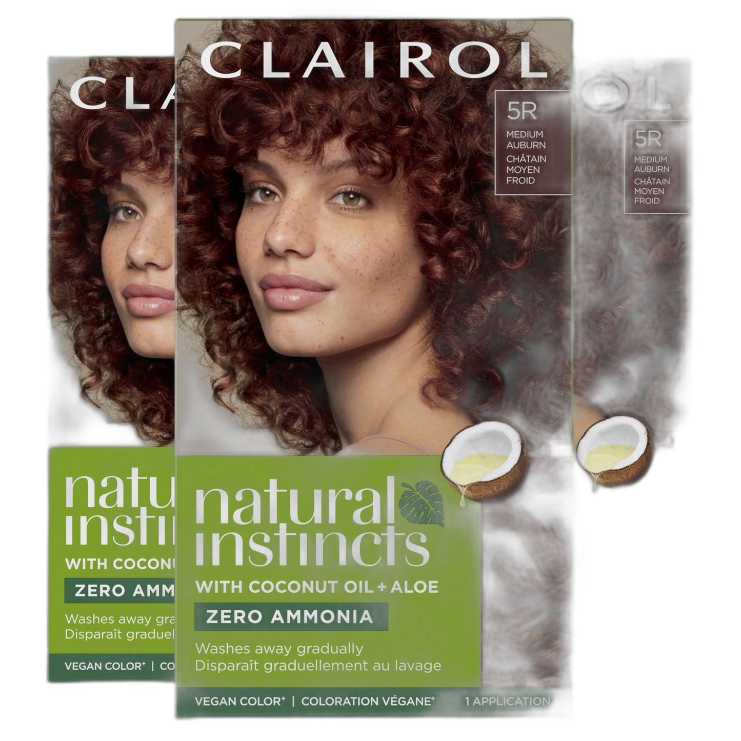 Clairol Natural Instincts Demi-Permanent Hair Dye, 5R Medium Auburn Hair Color, Pack of 3