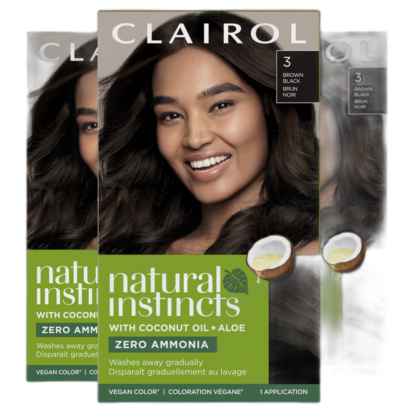 Clairol Natural Instincts Demi-Permanent Hair Dye, 3 Brown Black Hair Color, Pack of 3