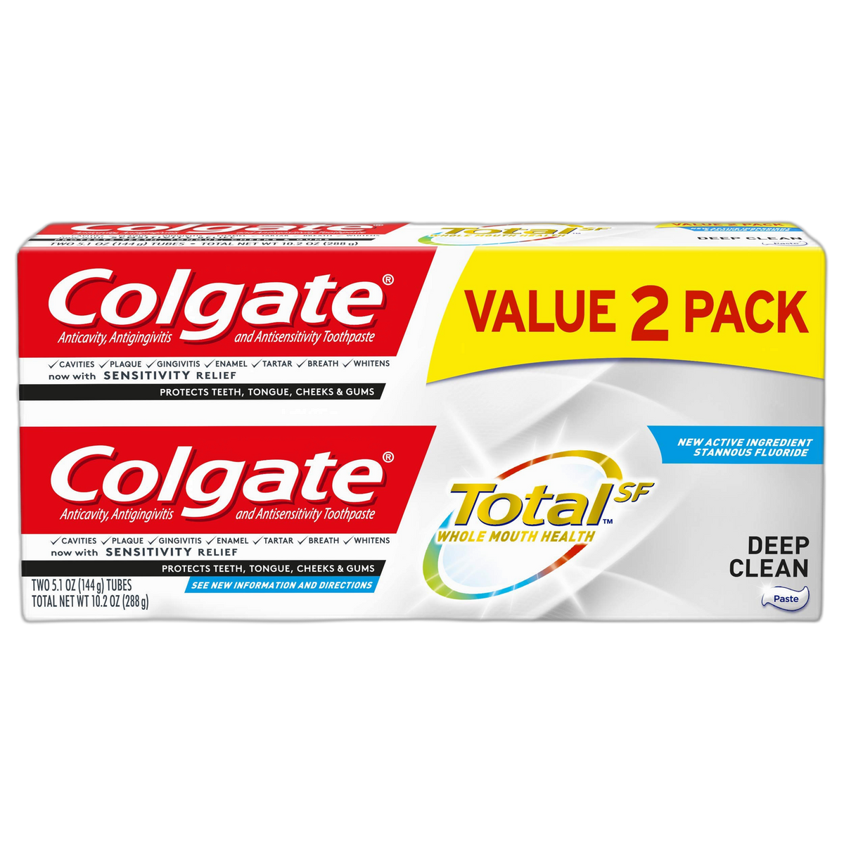 Colgate Total Toothpaste, Deep Clean, 5.1 ounce, 2 Count