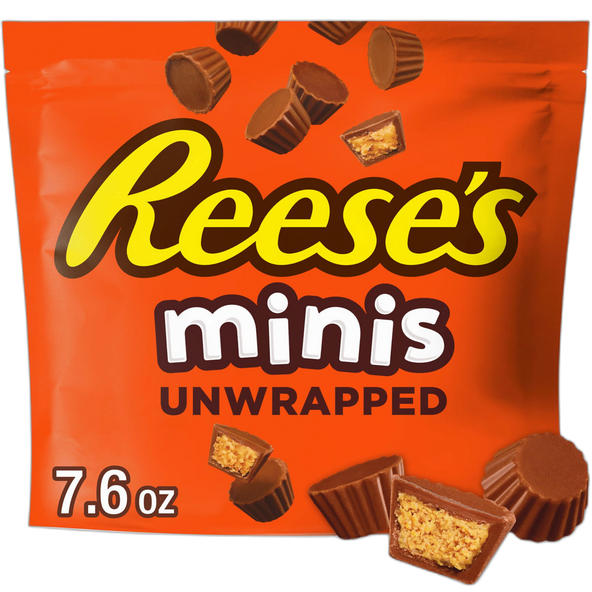 REESE'S Minis Milk Chocolate Unwrapped Peanut Butter Cups, Candy Bag, 7.6 oz