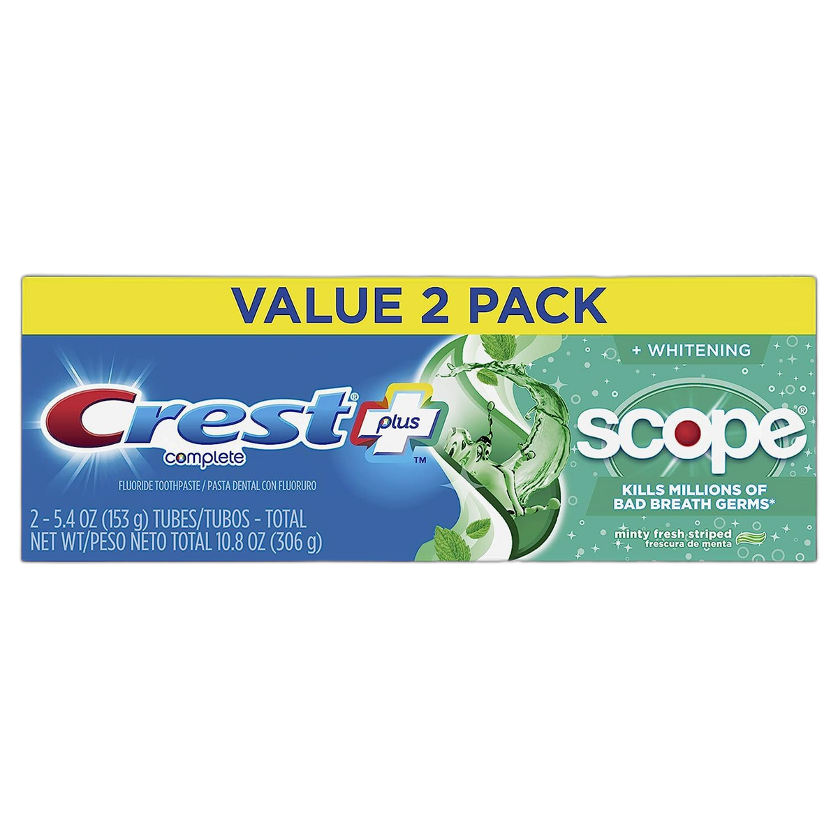 Crest Plus Scope Complete Whitening Toothpaste, Minty Fresh, 5.4 Oz
