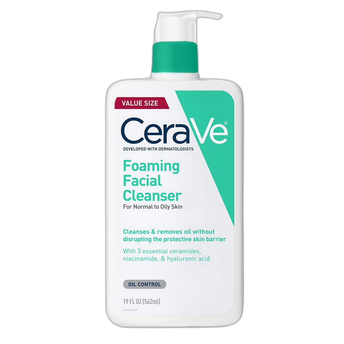 CeraVe Foaming Facial Cleanser, Daily Face Wash for Oily Skin, Hyaluronic Acid + Ceramides + Niacinamide, Fragrance Free & Paraben Free, Non-Drying Oil Control Face Wash, 19 Fluid Ounce