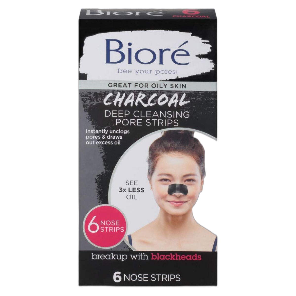 Biore Charcoal Deep Cleansing Pore Strips 6 Count (3 Pack)