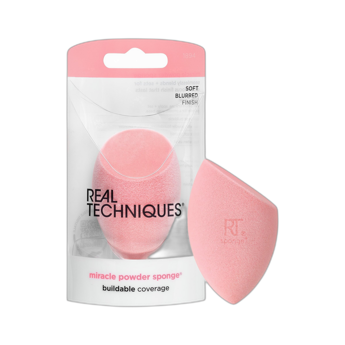Real Techniques Miracle Powder Sponge, Makeup Blending Sponge For Powder Products, Set Makeup For Natural Finish & Cloud Skin, Buildable Coverage, Velvet Material, Latex-Free Foam, 1 Count