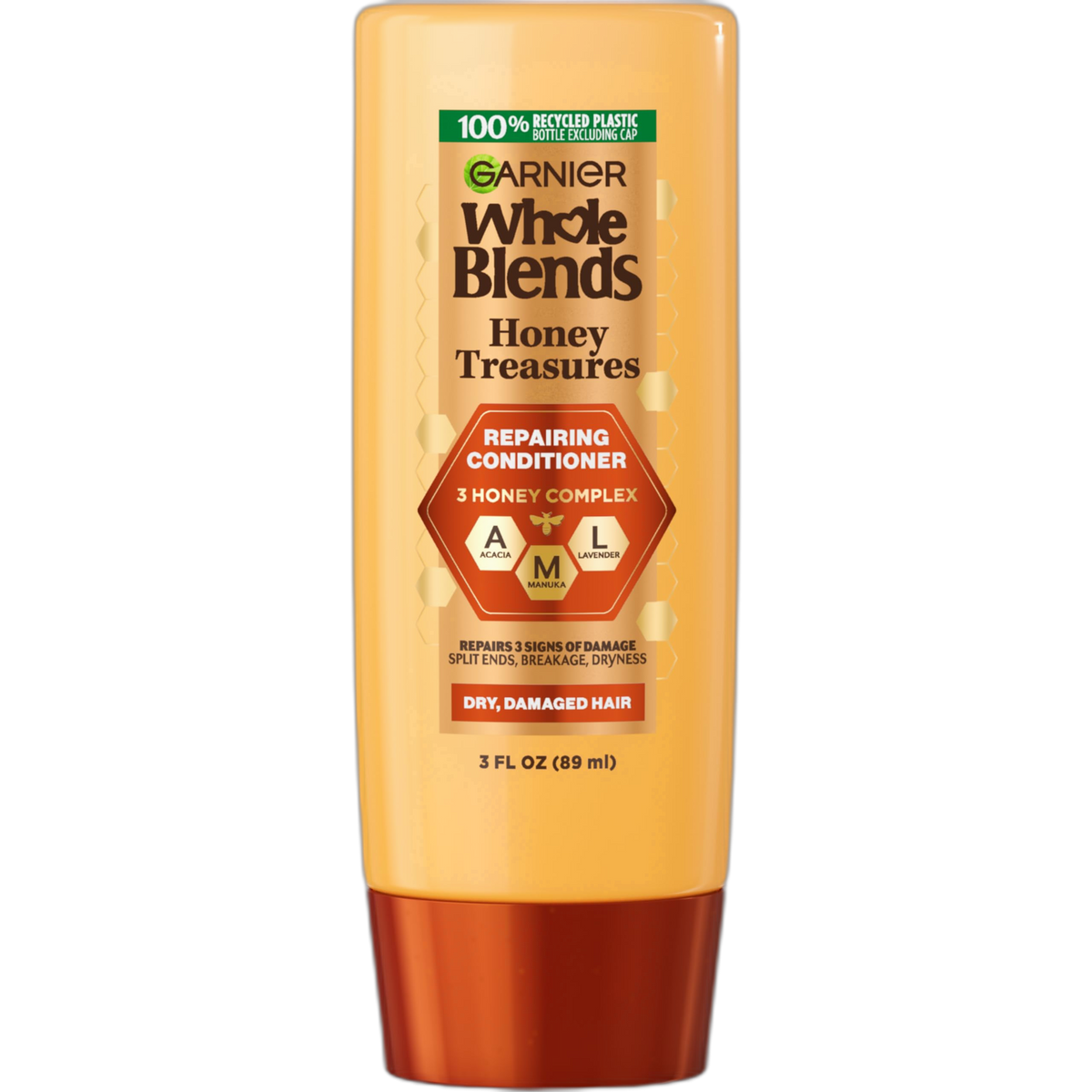 Garnier Whole Blends Honey Treasures Repairing Conditioner, for Dry, Damaged Hair, 3 Fl Oz (Travel Size), 1 Count (Packaging May Vary)