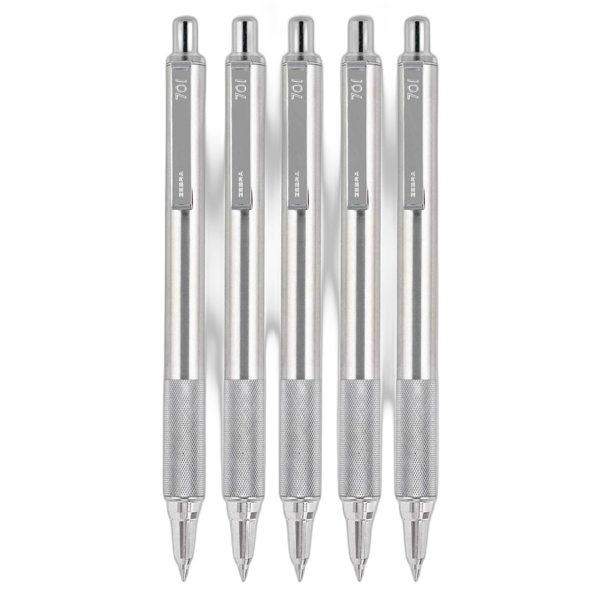 Zebra F-701 Stainless Steel Ballpoint Retractable Pen, Black Ink.8mm Fine Point, 5 Pack
