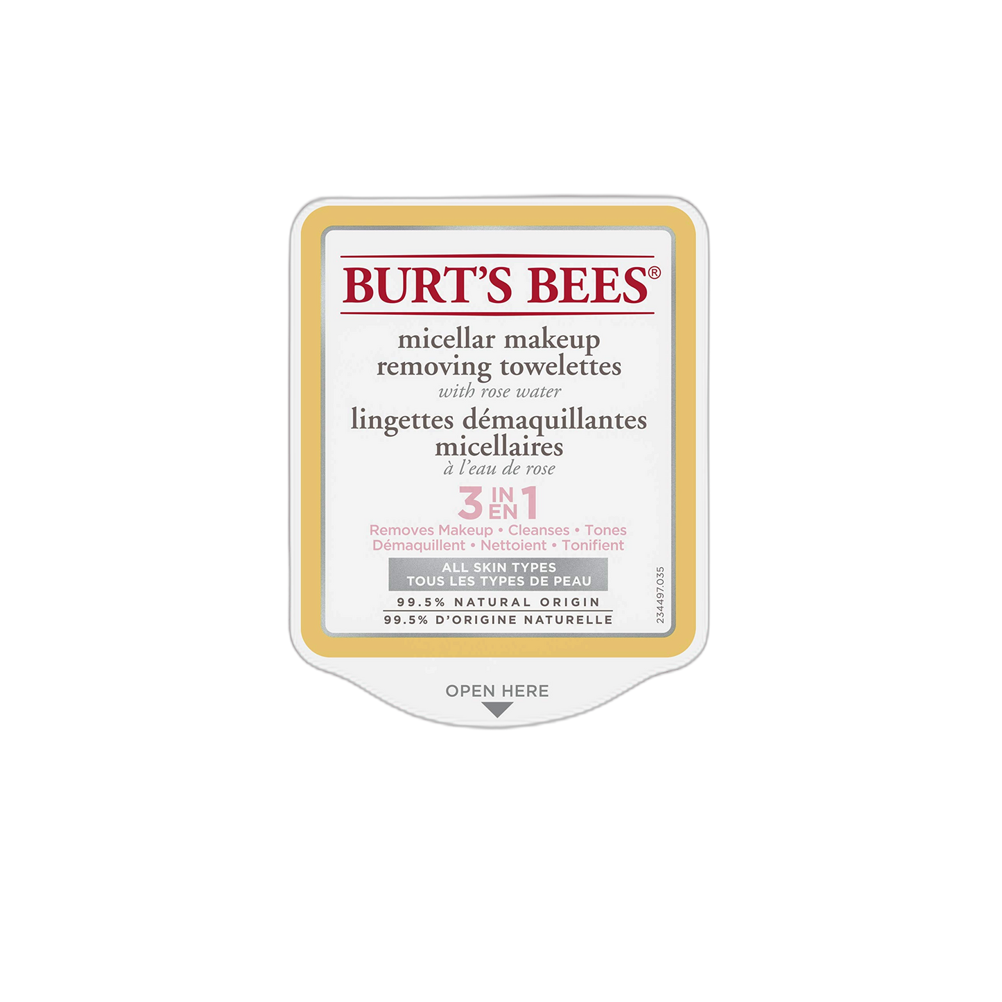 Face Wipes, Burt's Bees Facial Cleansing, Makeup Remover Towelettes with Rose Water, 3 in 1 Hydrating Micellar Cleanser, 30 Count