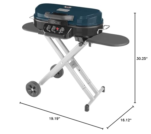 Coleman RoadTrip 285 Portable Stand-Up Propane Grill with 3 Adjustable Burners & Instastart Ignition, 20,000 BTUs of Power for Outdoor Cooking, Camping, Tailgating, Grilling, BBQs, & More