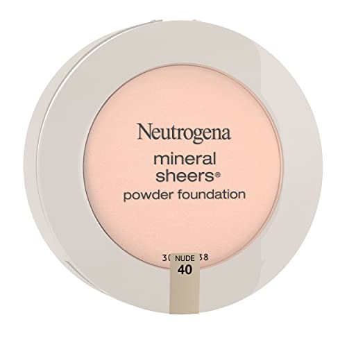 Neutrogena Mineral Sheers Compact Powder Foundation, Lightweight & Oil-Free Mineral Foundation, Fragrance-Free, Nude 40, .34 oz, 2 Pack