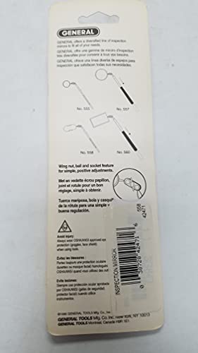 General Tools 558 Inspection Mirror, 9 inch Fixed Length, 1 inch by 2 inch Oval Mirror