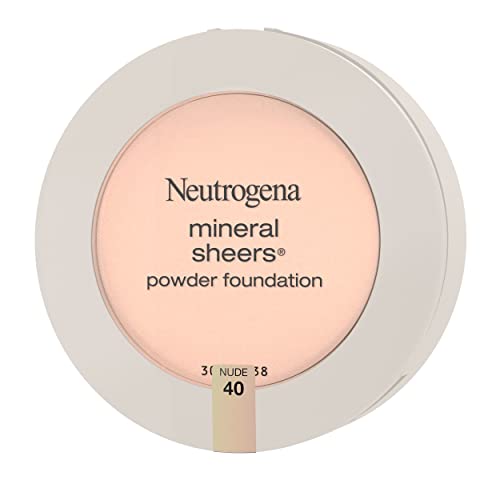 Neutrogena Mineral Sheers Compact Powder Foundation, Lightweight & Oil-Free Mineral Foundation, Fragrance-Free, Nude 40, .34 oz, 2 Pack