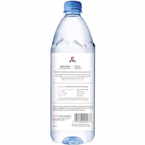 Evian Natural Spring Water, 1 L bottle, 12 pack
