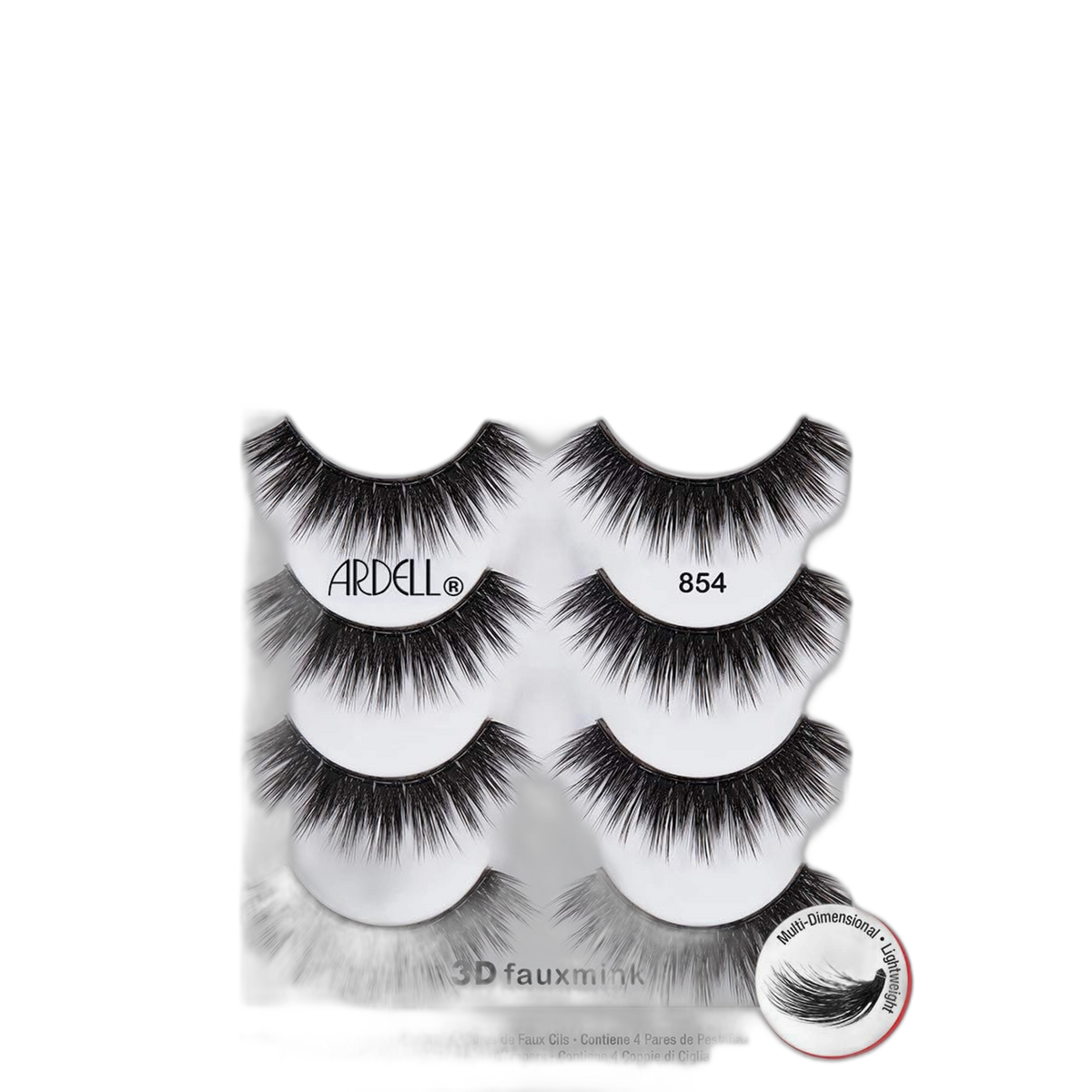 Ardell 3D Faux Mink Lashes 854 - Lightweight False Eyelashes with Invisiband, Dramatic Volume and Flare, 4-Pair, 1-Pack