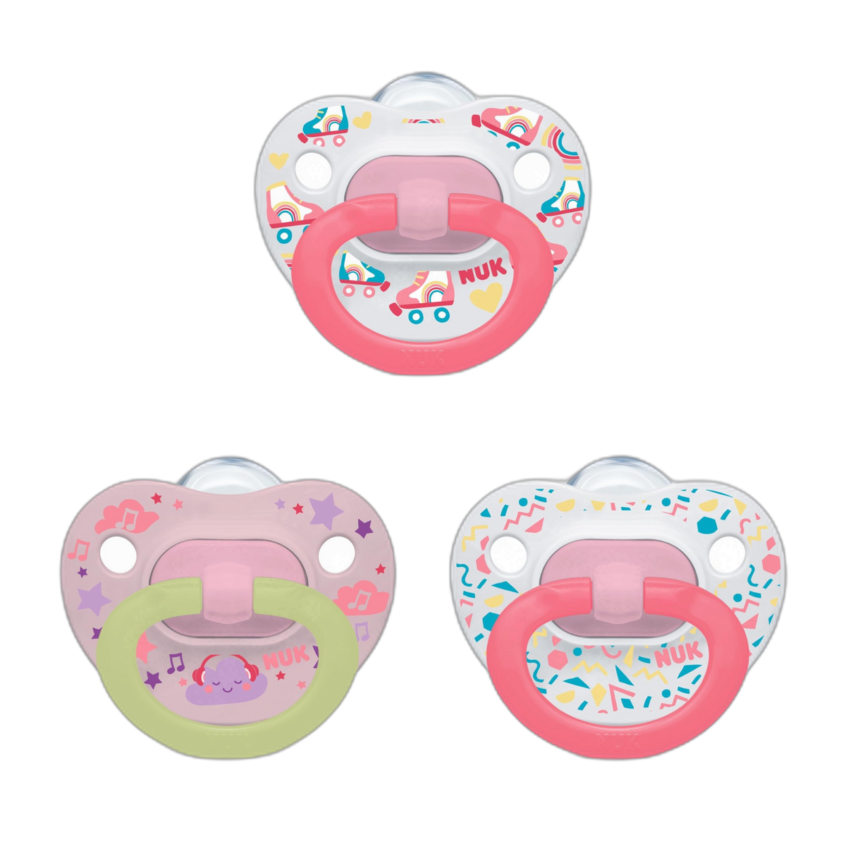 NUK Glow-in-the-Dark Orthodontic Pacifiers, 6-18 months, 3 Pack