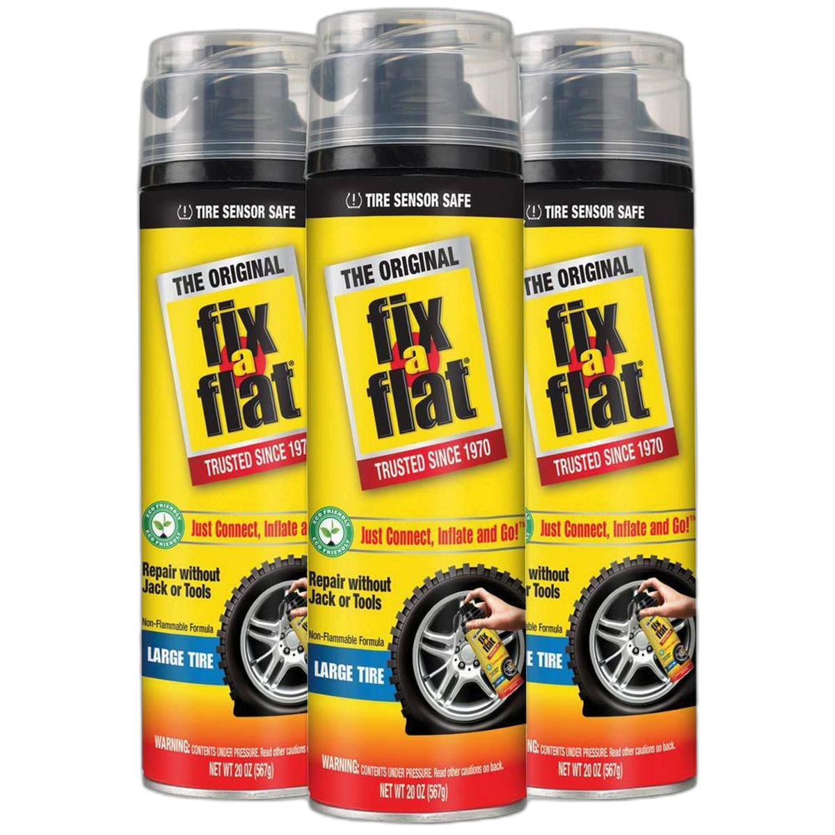 Fix-A-Flat Tire Inflator with Eco-Friendly Formula,with Hose for Large Tires, 20 Ounces S60430 (3 Pack)