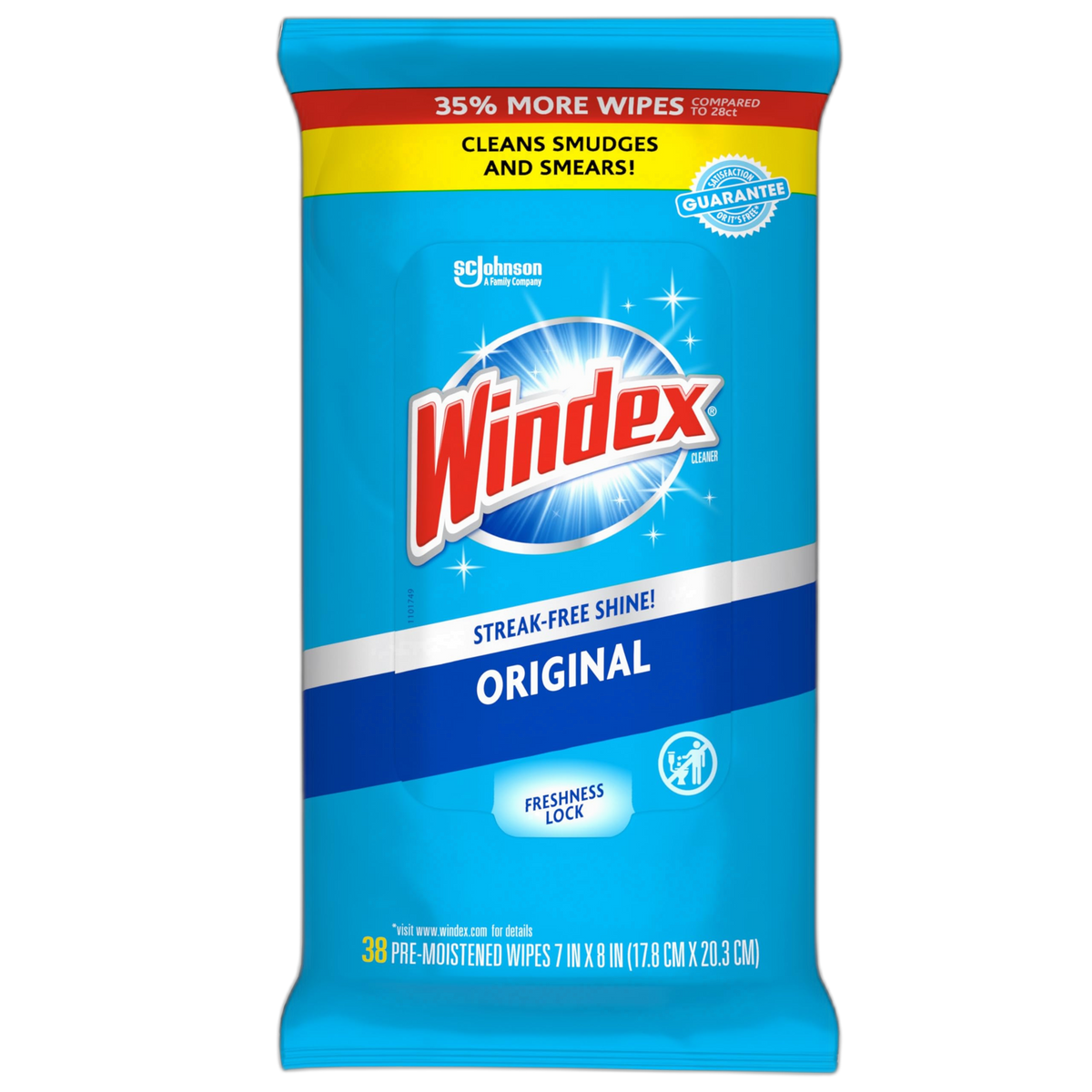 Windex Wipes Glass Cleaning Ammonia Free, Pre-Moistened Glass and Surface Wipes to Clean Home Surfaces, Crystal Rain Fresh Scent, 38 Count