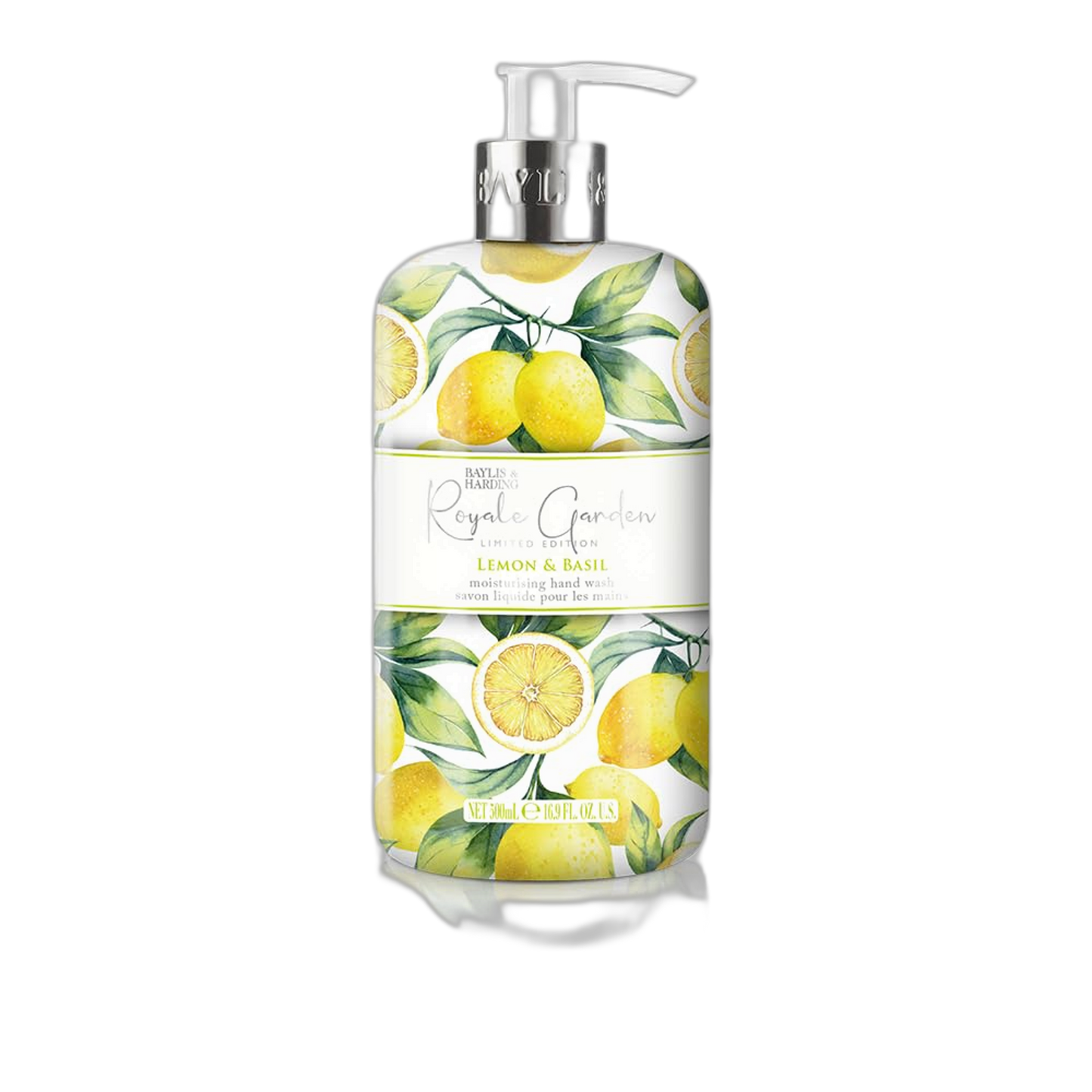 Baylis & Harding Liquid Hand Soap Wash with Dispenser, Royale Garden, Lemon & Basil, 16.9oz/500ml