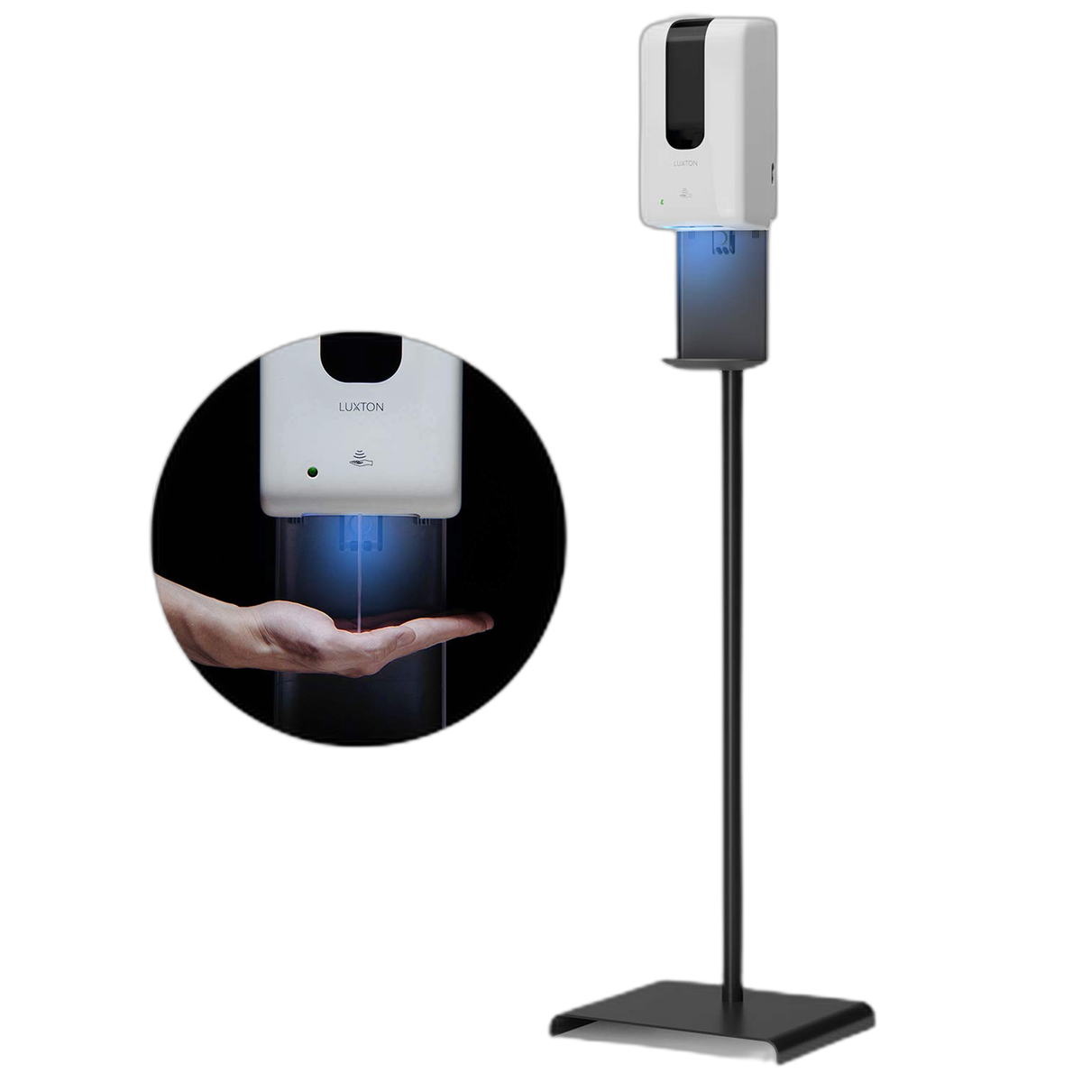 Luxton Home Automatic Hand Sanitizer Dispenser with Stand and Drip Catcher and Refillable Bottle for Restaurants, Schools, Churches - Sanitizer Stand