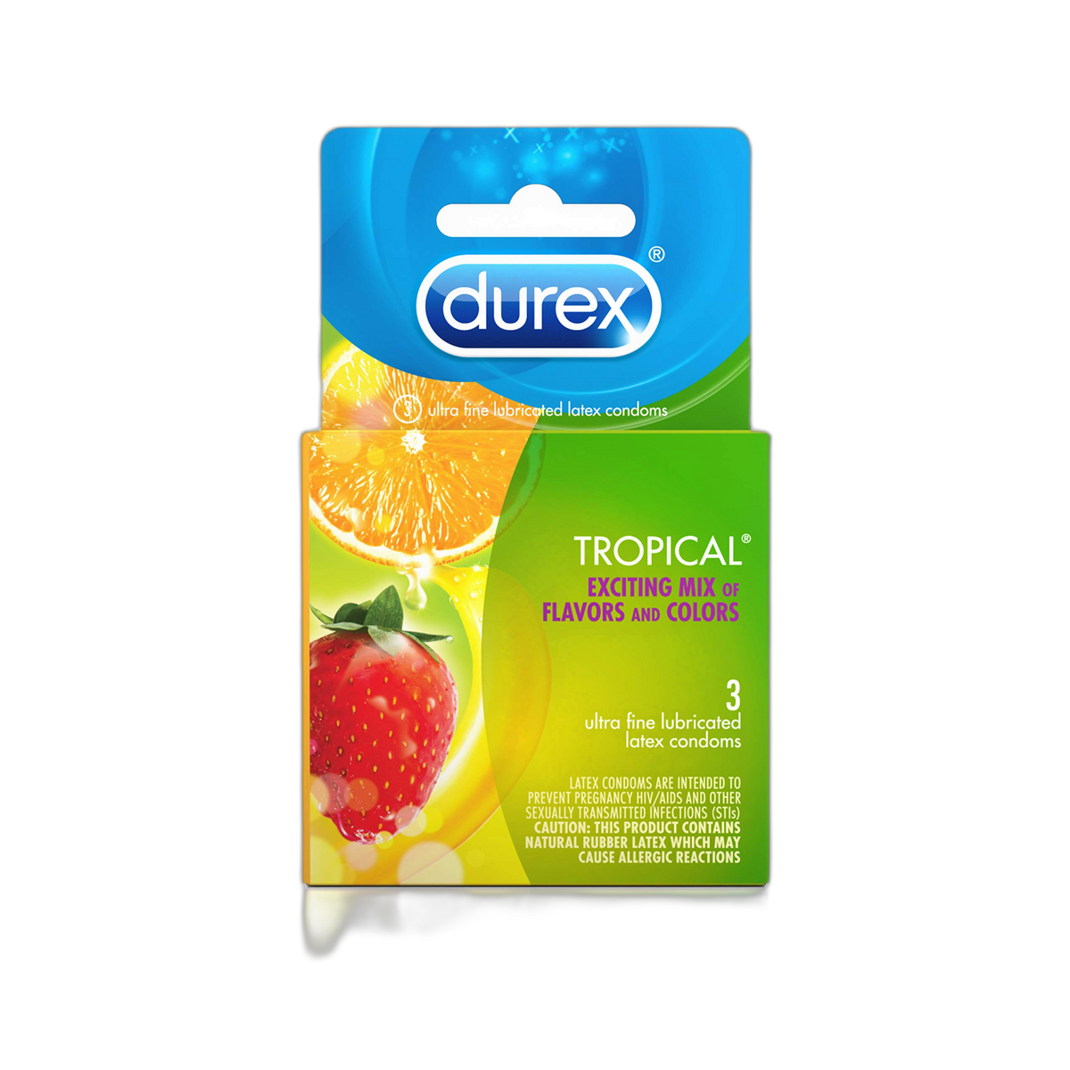 Durex Tropical Flavors Flavored Premium Condoms, 3 Count (Pack of 6)