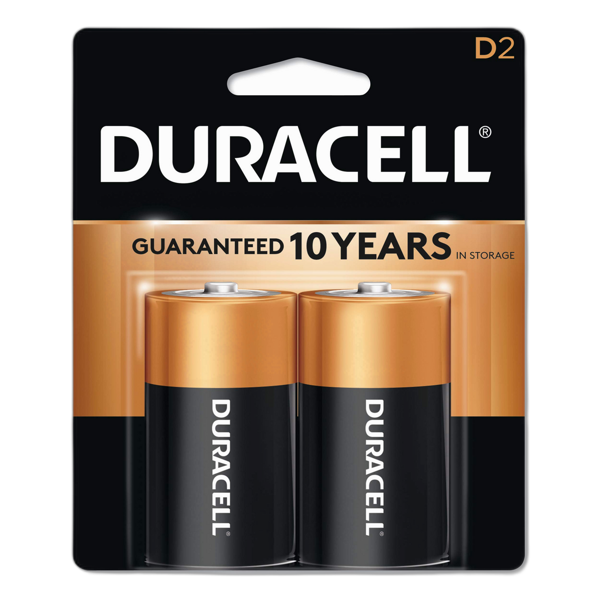 Duracell MN1300B2Z CopperTop Alkaline Batteries, D, 2/PK