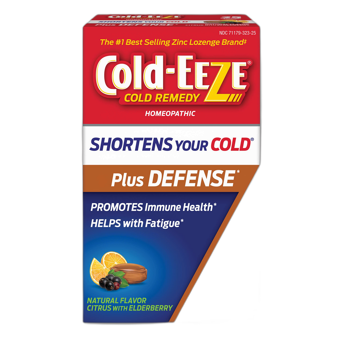 Cold-Eeze Plus Defense Natural Citrus with Elderberry Zinc Lozenges, Homeopathic Cold Remedy, Shortens Common Cold Symptoms, Promotes Immune Health with Sambucus Nigra, Echinacea and Rose HIPS, 25 Ct