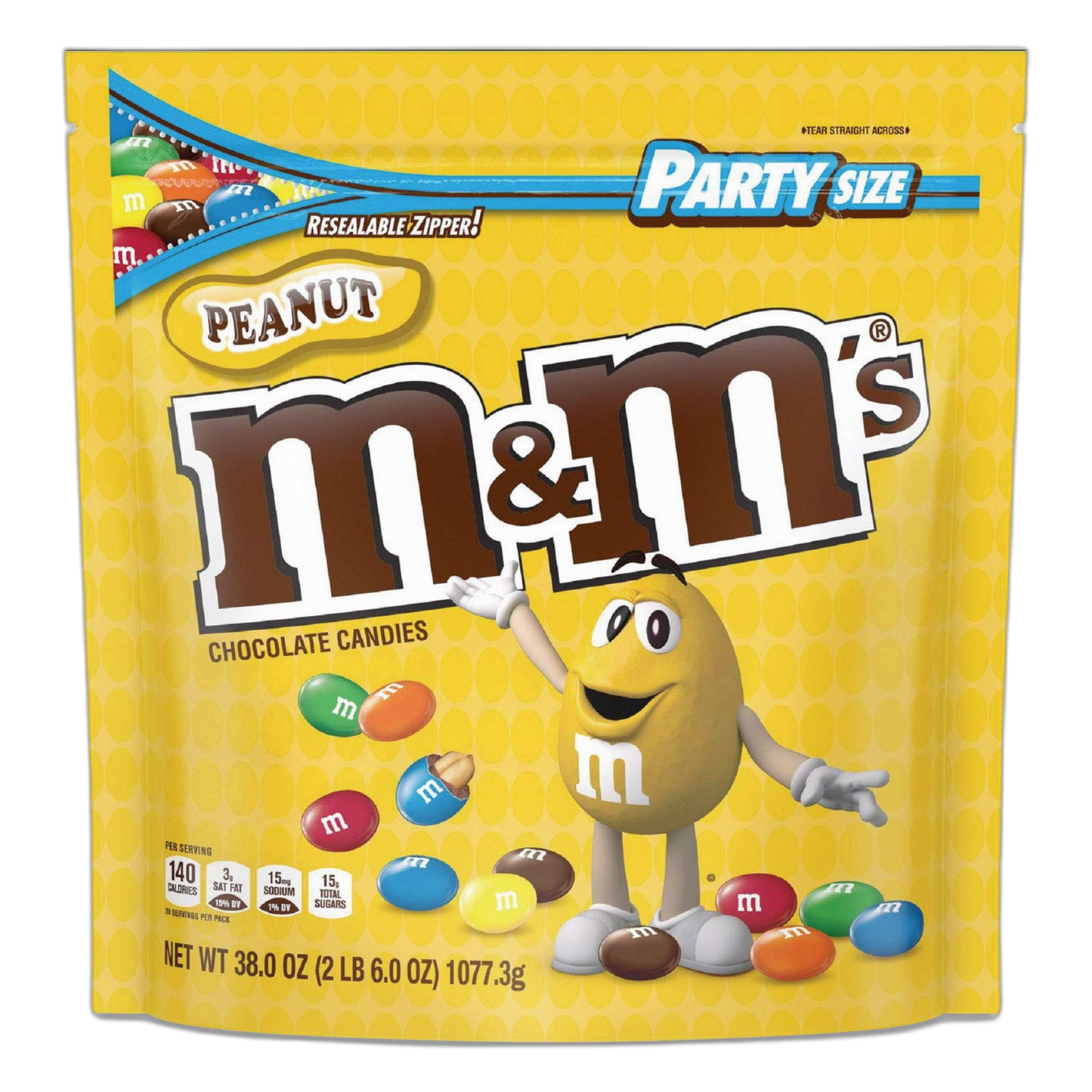 M&M'S M & M's 55116 Milk Chocolate Candies, Milk Chocolate and Peanuts, 38 oz Bag
