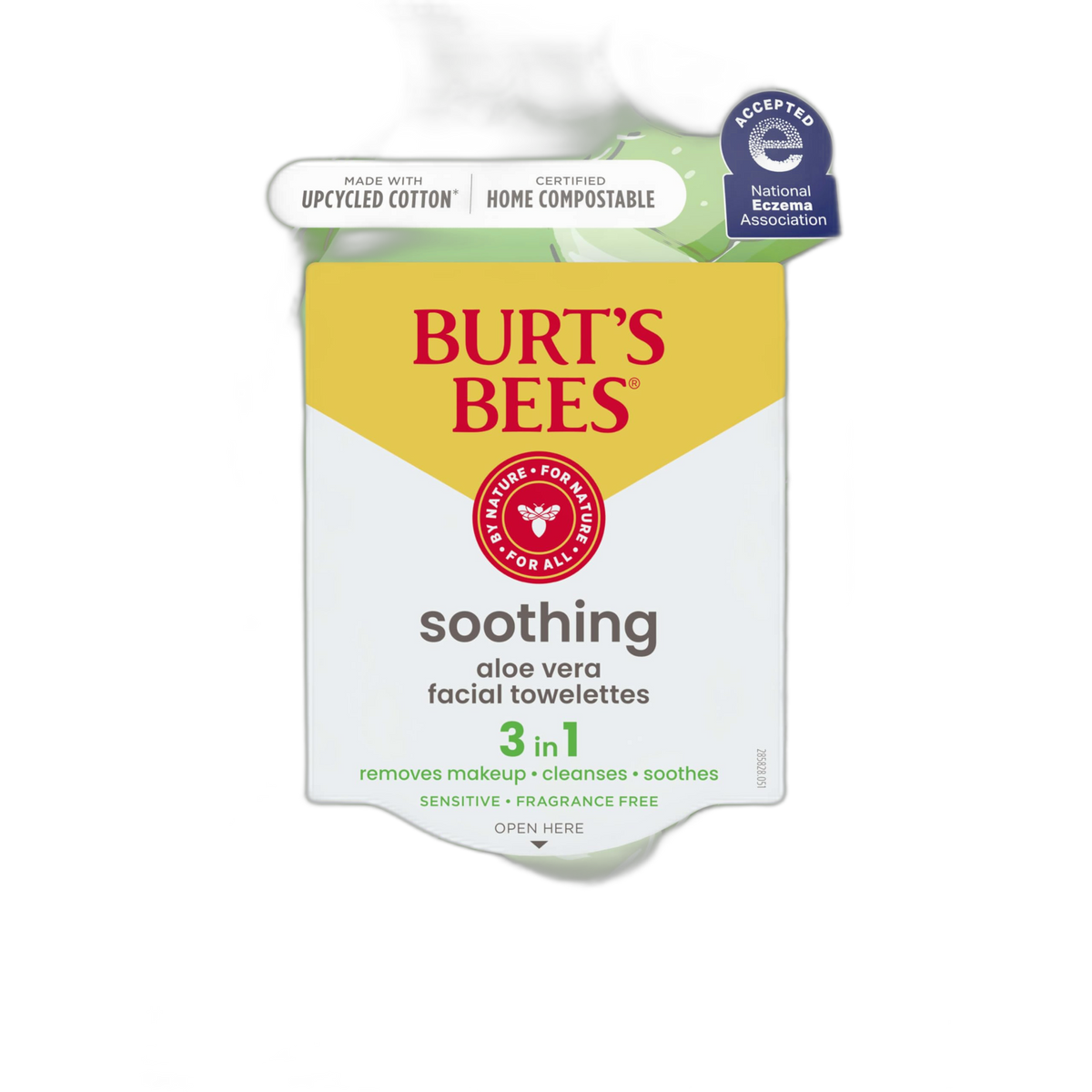 Burt's Bees, Aloe Vera Face Wipes, for Sensitive Skin, Soothing Makeup Remover & Facial Cleansing Towelettes, 30 Count (1 Pack)
