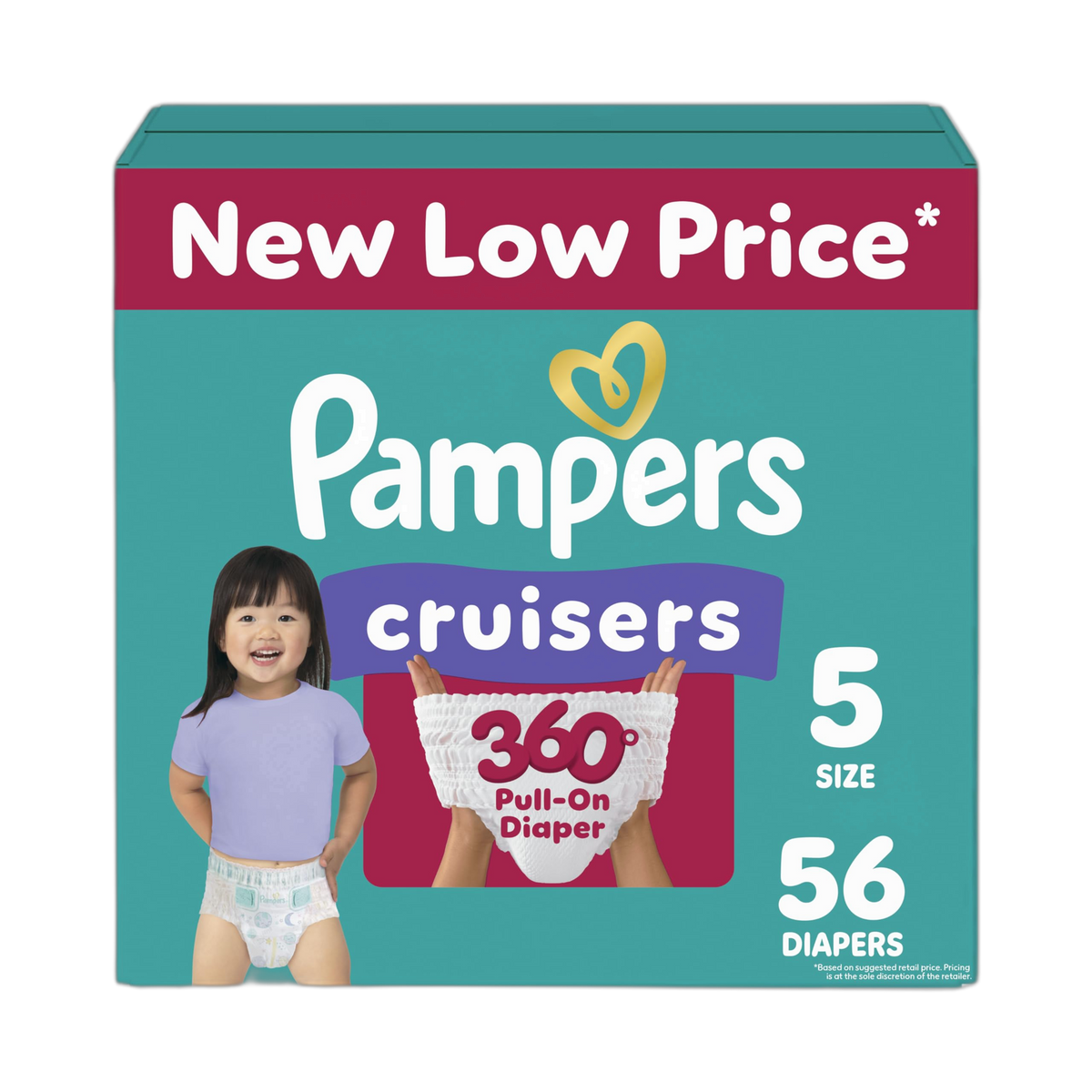Pampers Diapers - Cruisers 360 - Size 5, 56 Count, Babyproof up to 100% Leakproof Pull-On Diaper