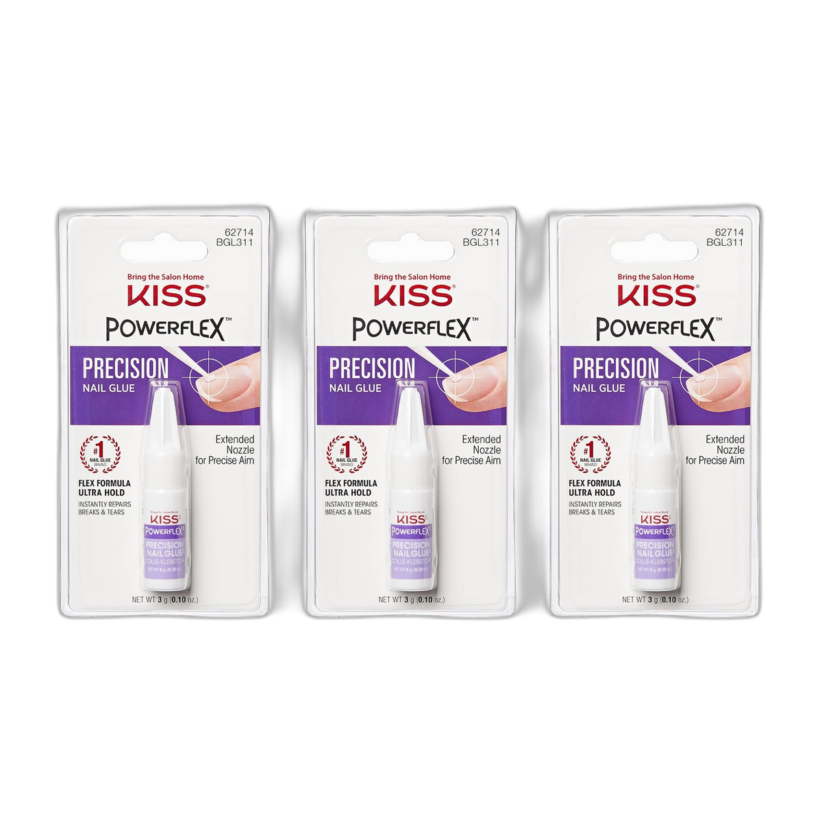 Kiss Powerflex Precision Nail Glue 0.10 Ounce (Pack of 3)