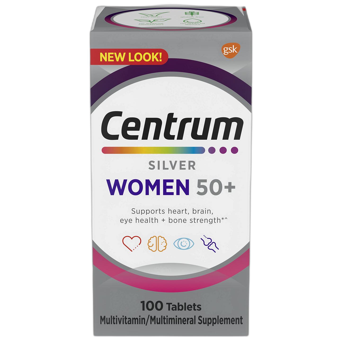 Centrum Silver Women's Multivitamin for Women 50 Plus, Multivitamin/Multimineral Supplement with Vitamin D3, B Vitamins, Non-GMO Ingredients, Supports Memory and Cognition in Older Adults - 100 Ct