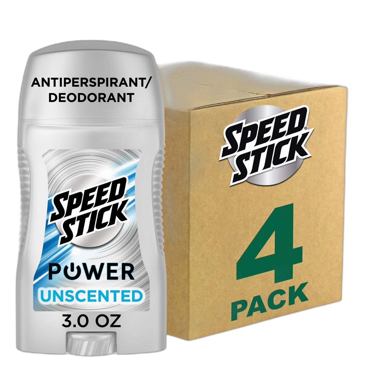 Speed Stick Men's Antiperspirant Deodorant, Unscented, 3 Ounce, 4 Pack